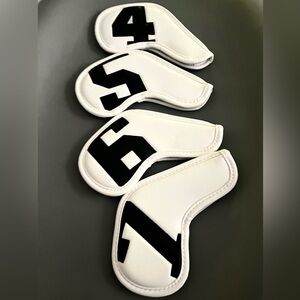 4PCs White and Black Golf Club Headcovers